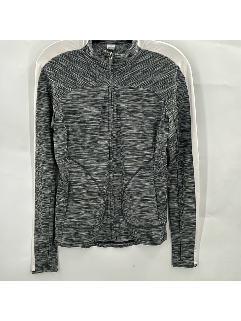 Gap Women's Gray & White Full Zip Active Wear Jacket 2 Zip Pockets Size Small